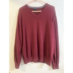 Lands' End Men's Pullover Sweater Burgundy, V-neck, Size L 100% Supima Baumwolle